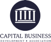 A blue and black logo for capital business.